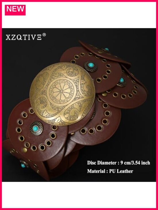 Wide PU Leather Western Concho Belt Cowgirl Cowboy Boho Waist Belt for Dress main image 4